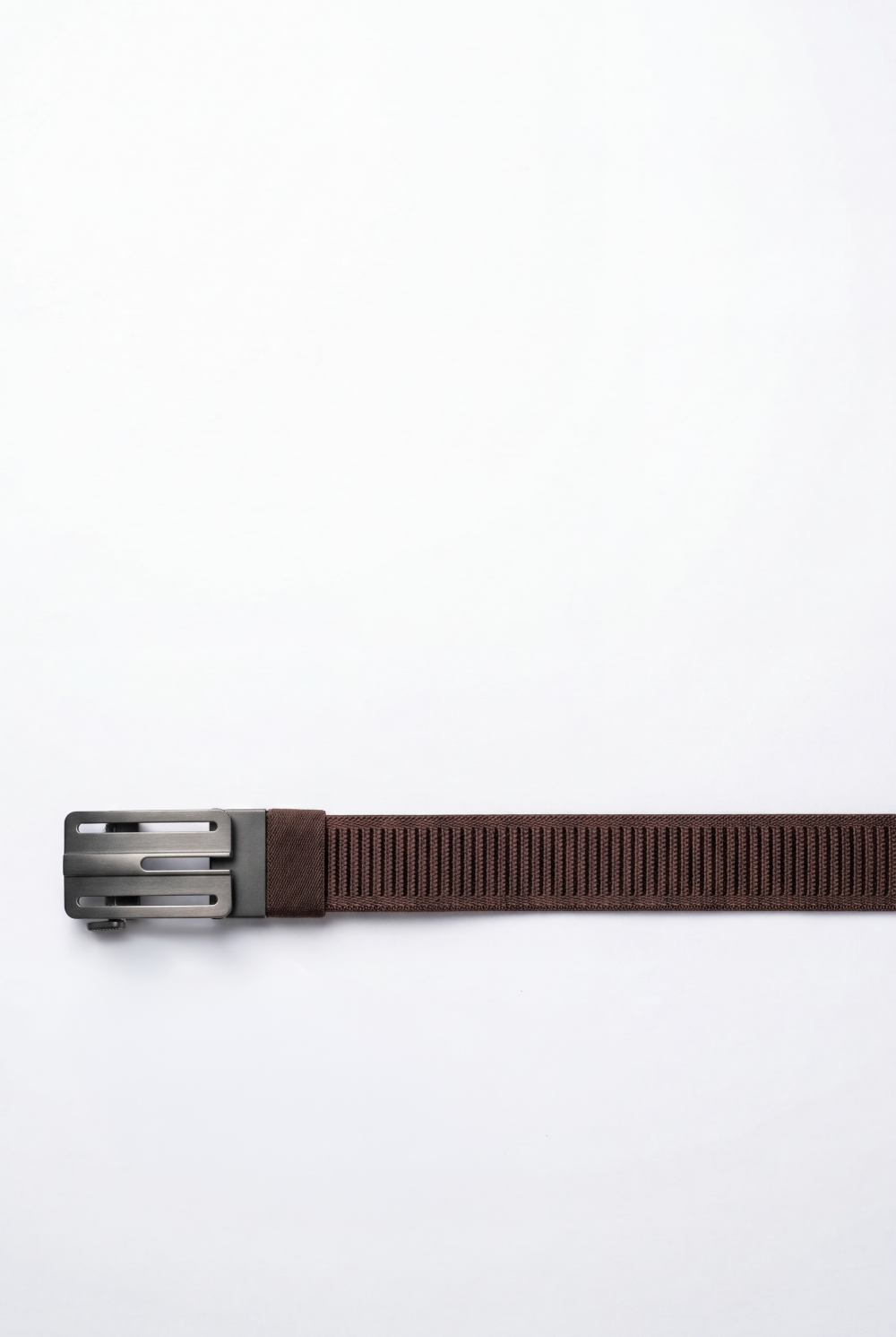 Men’s Tomato Store Industrial Web Belt Brushed Metal Cutout Buckle Structured Frame Design