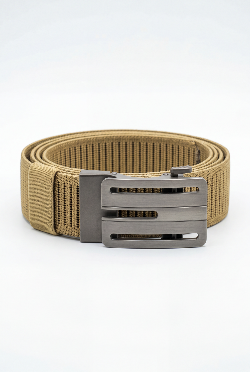 Men’s Tomato Store Industrial Web Belt Brushed Metal Cutout Buckle Structured Frame Design