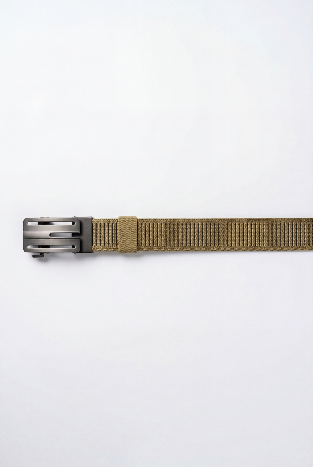Men’s Tomato Store Industrial Web Belt Brushed Metal Cutout Buckle Structured Frame Design