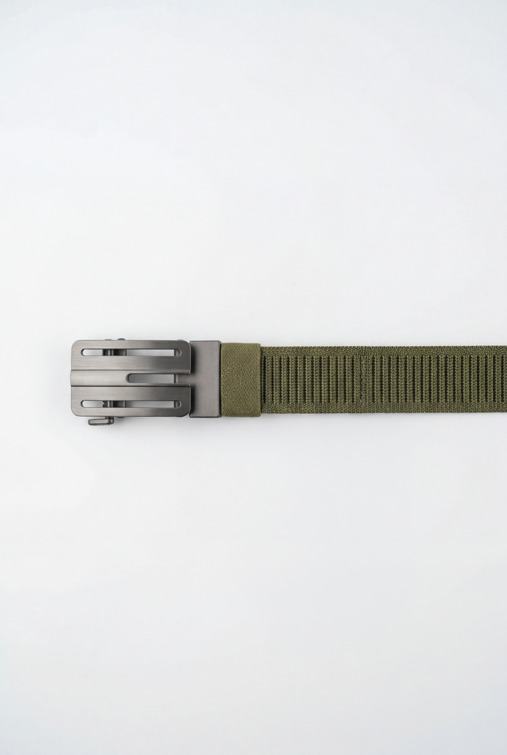 Men’s Tomato Store Industrial Web Belt Brushed Metal Cutout Buckle Structured Frame Design