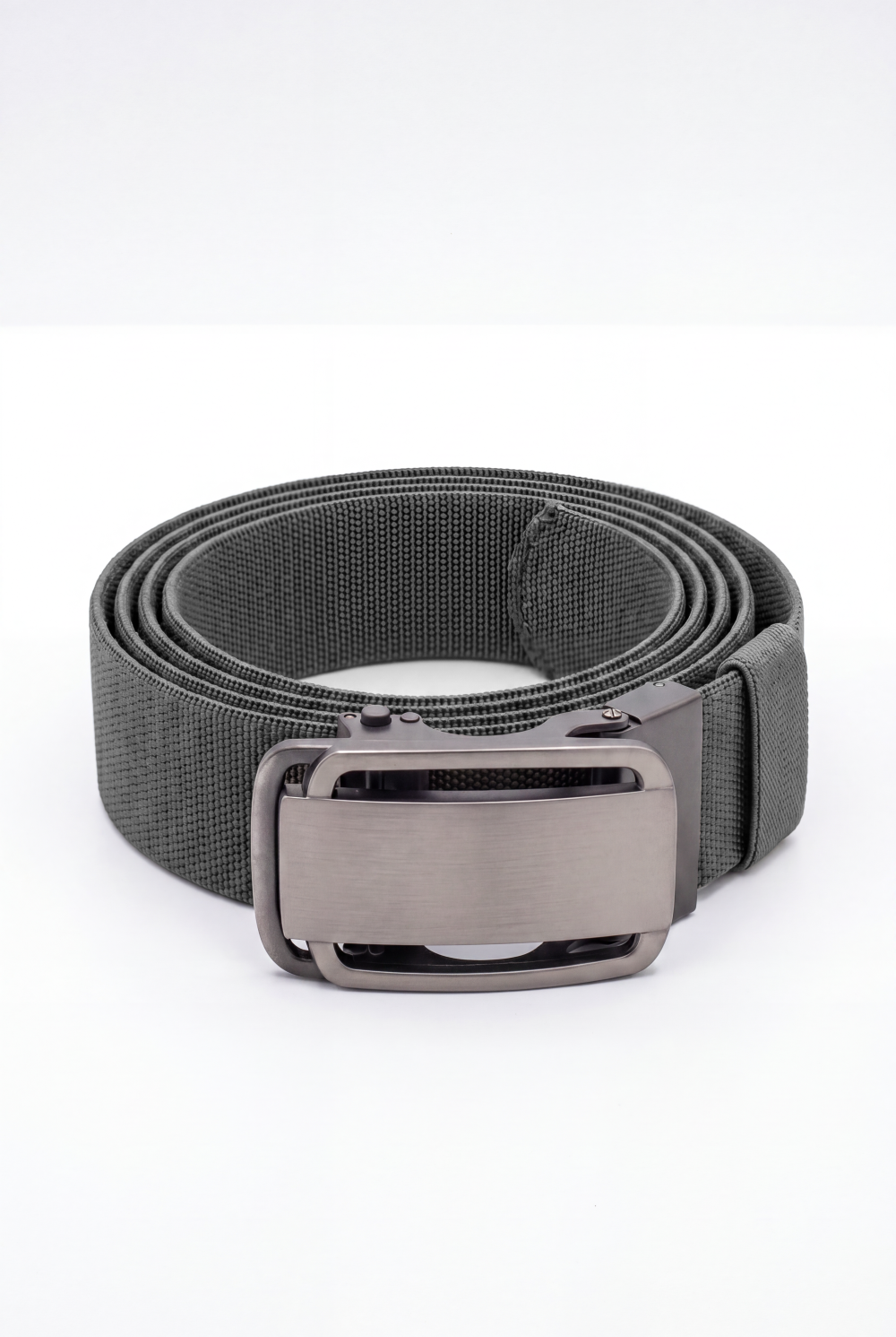 Men’s Tomato Store Glide Frame Stretch Belt With Woven Elastic Strap Brushed Plate Buckle
