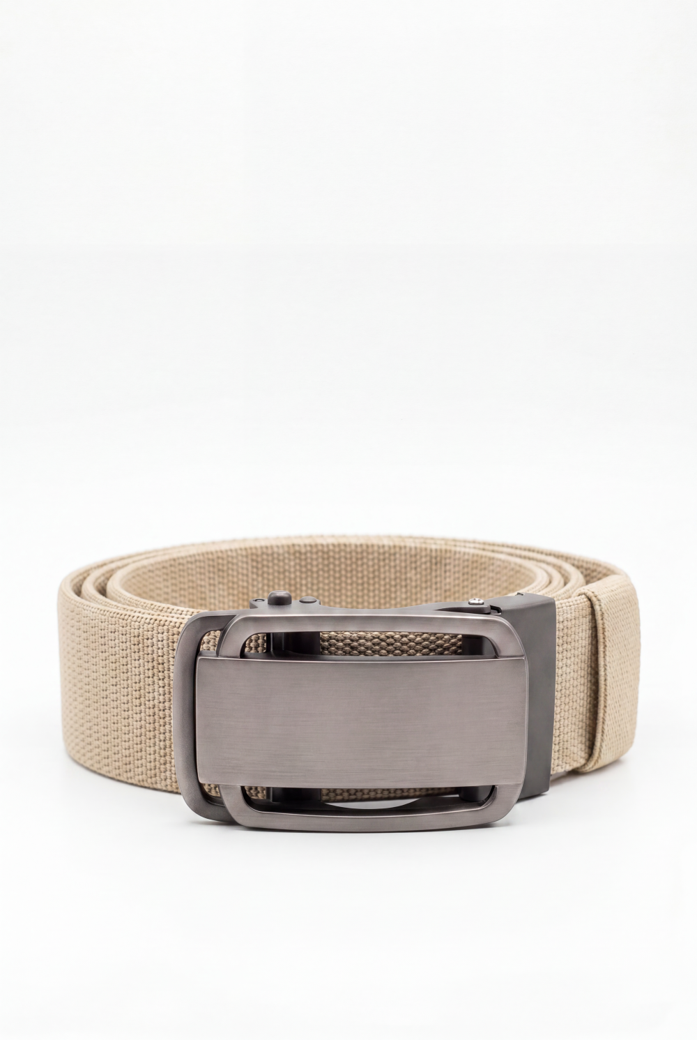 Men’s Tomato Store Glide Frame Stretch Belt With Woven Elastic Strap Brushed Plate Buckle