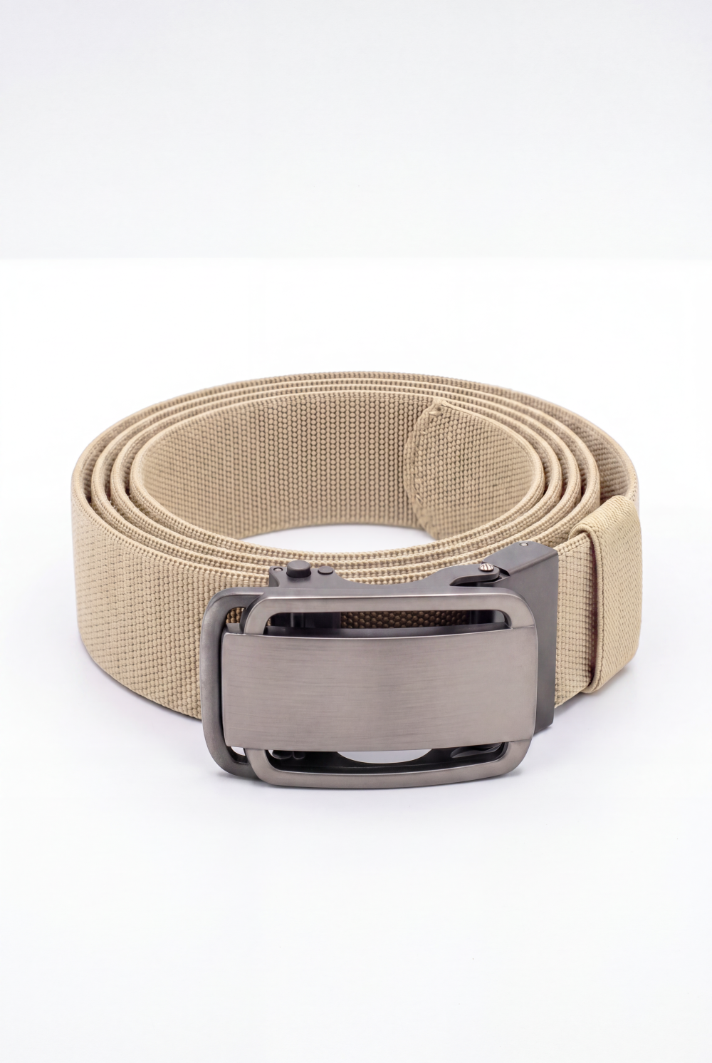 Men’s Tomato Store Glide Frame Stretch Belt With Woven Elastic Strap Brushed Plate Buckle