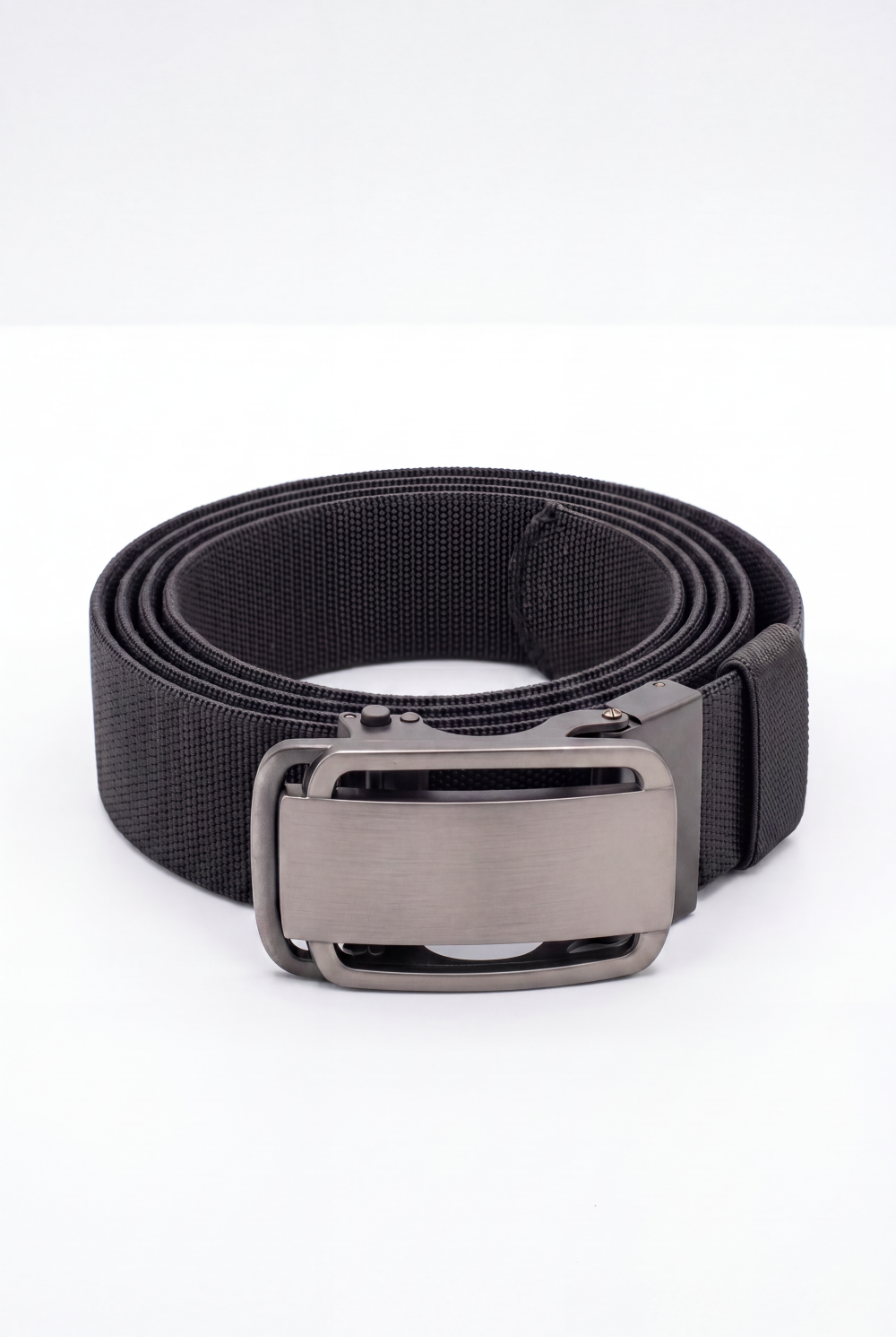 Men’s Tomato Store Glide Frame Stretch Belt With Woven Elastic Strap Brushed Plate Buckle