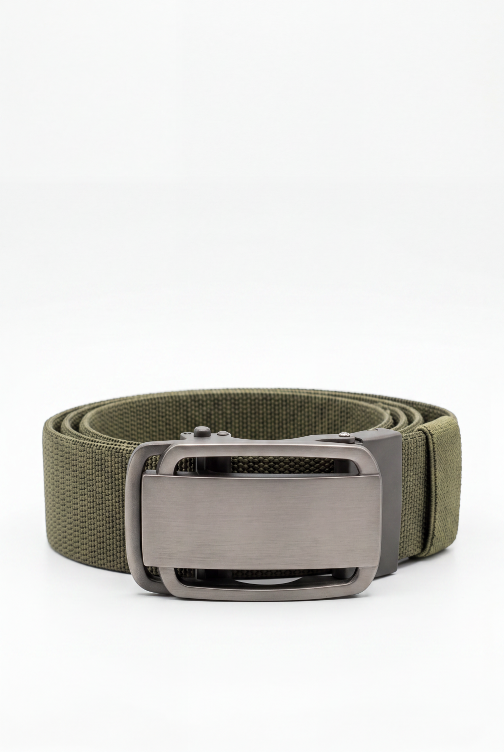 Men’s Tomato Store Glide Frame Stretch Belt With Woven Elastic Strap Brushed Plate Buckle