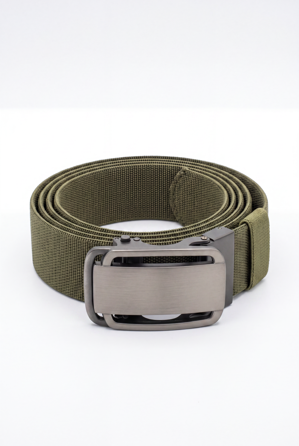 Men’s Tomato Store Glide Frame Stretch Belt With Woven Elastic Strap Brushed Plate Buckle