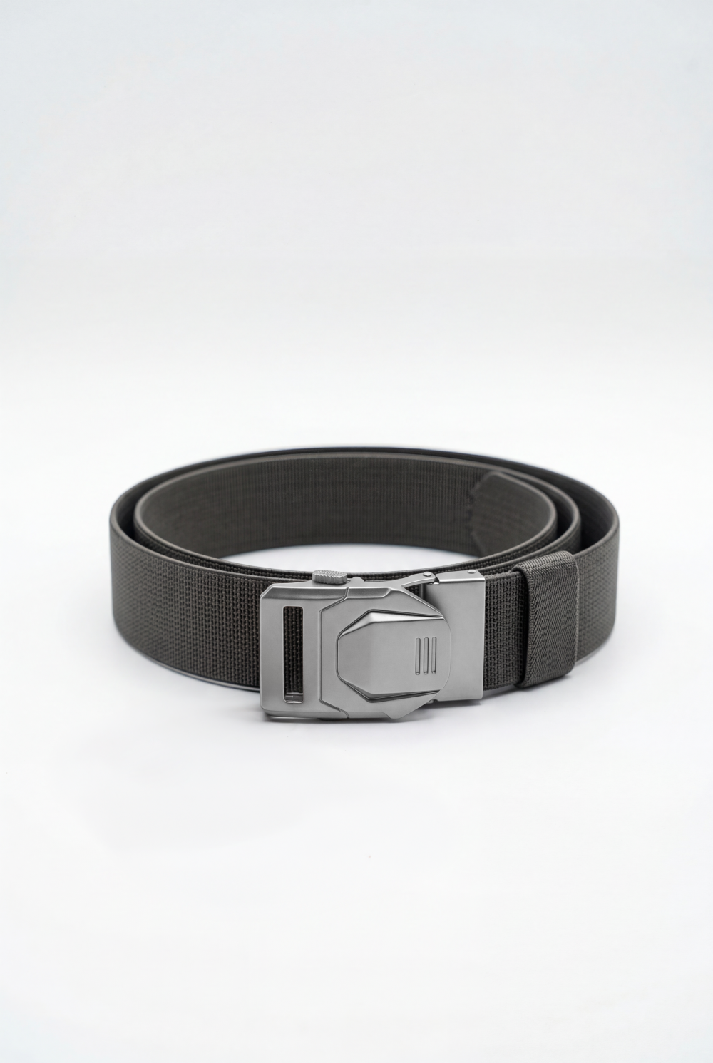 Men’s Tomato Store Tech Web Belt Sculpted Metal Buckle Geometric Plate Detail Precision