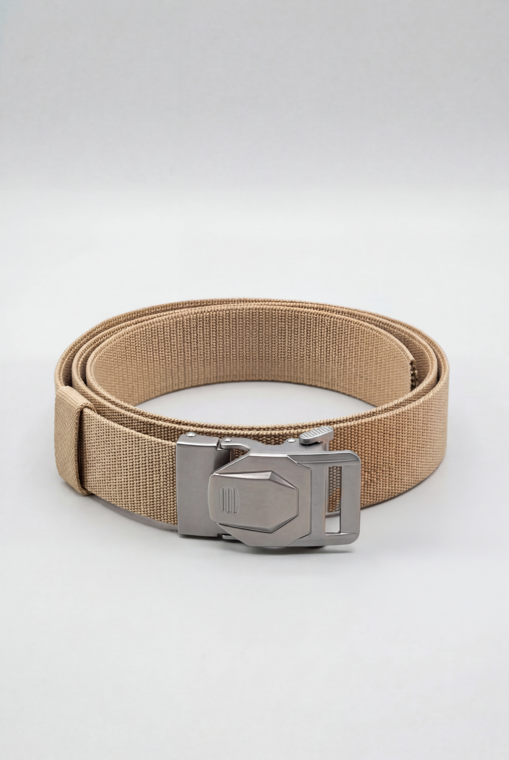 Men’s Tomato Store Tech Web Belt Sculpted Metal Buckle Geometric Plate Detail Precision
