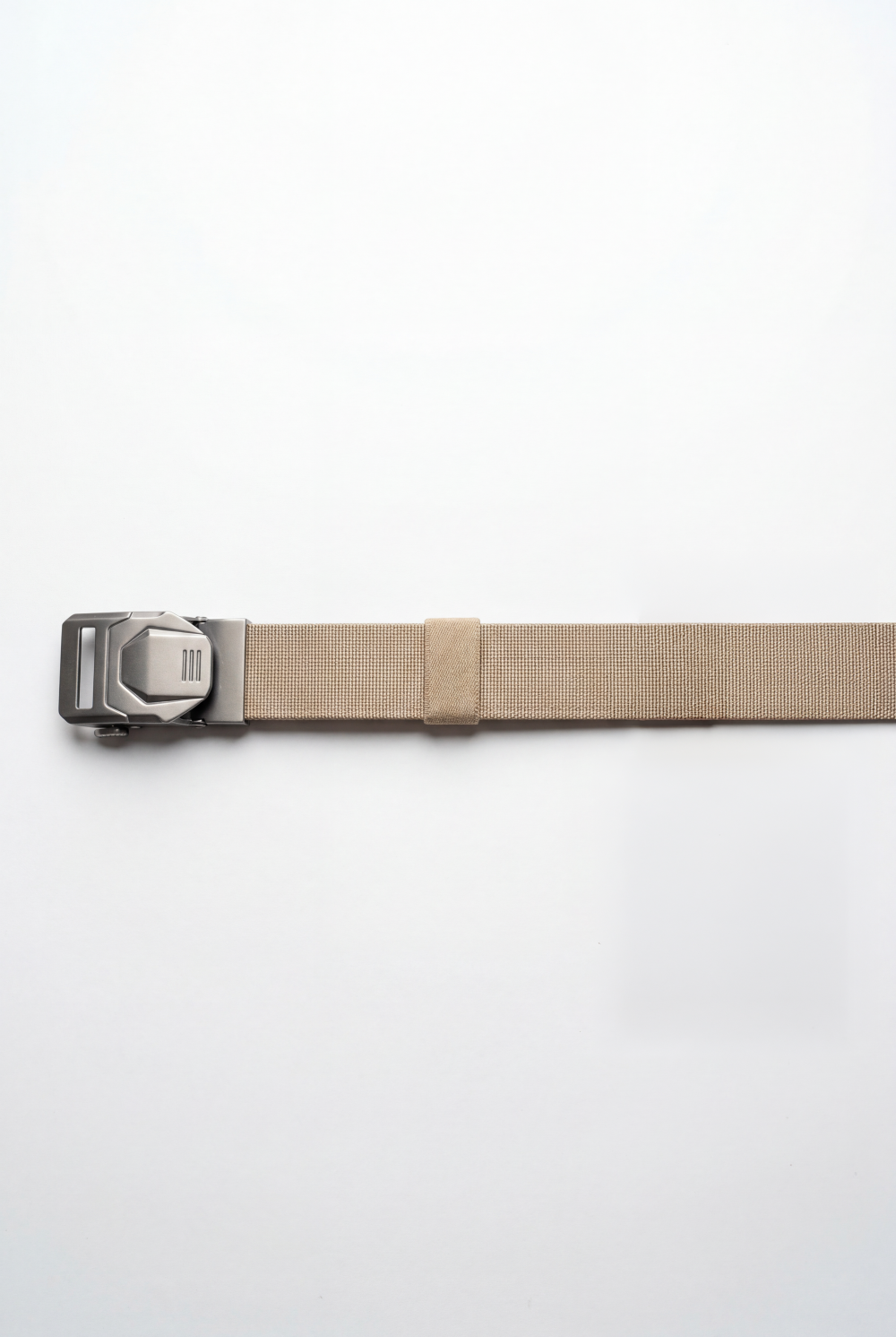 Men’s Tomato Store Tech Web Belt Sculpted Metal Buckle Geometric Plate Detail Precision