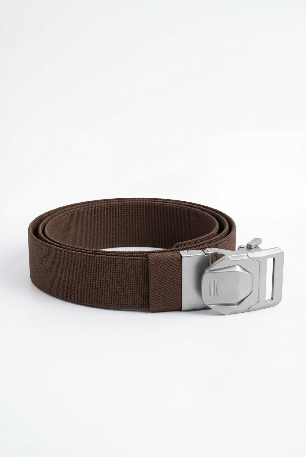 Men’s Tomato Store Tech Web Belt Sculpted Metal Buckle Geometric Plate Detail Precision