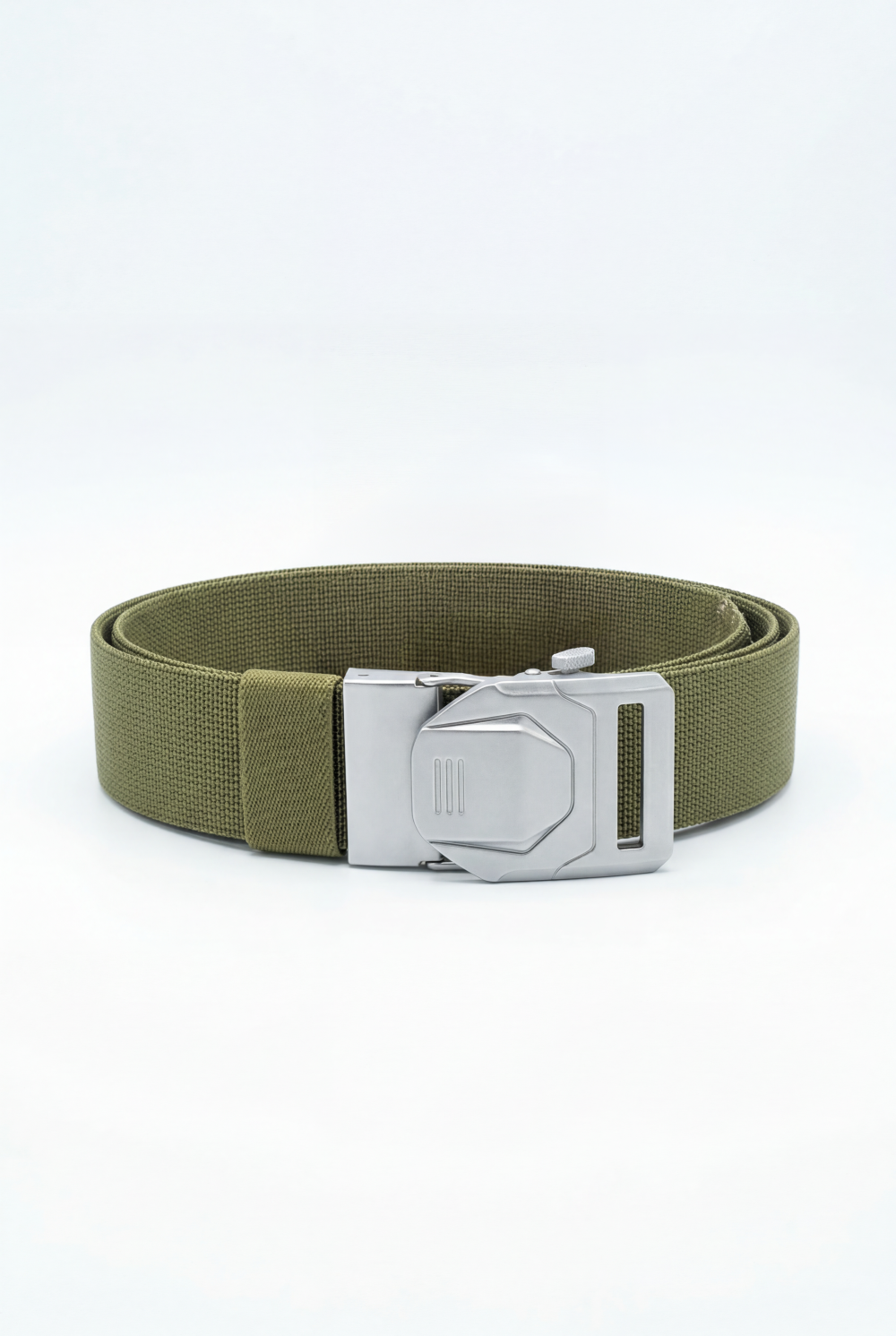 Men’s Tomato Store Tech Web Belt Sculpted Metal Buckle Geometric Plate Detail Precision