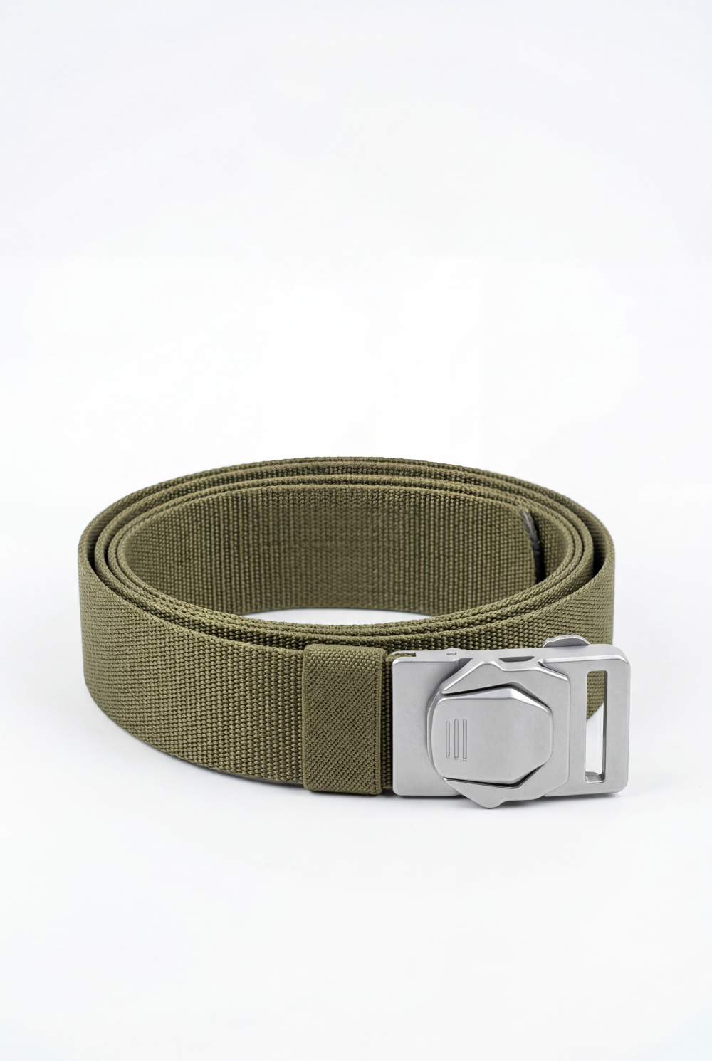 Men’s Tomato Store Tech Web Belt Sculpted Metal Buckle Geometric Plate Detail Precision