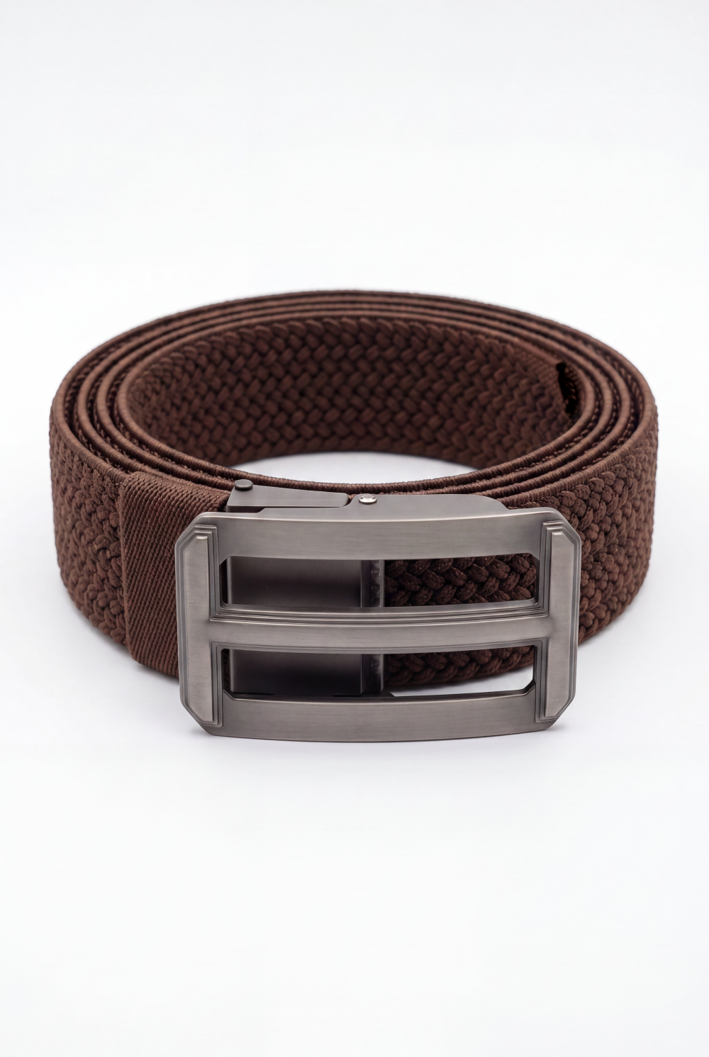 Men’s Tomato Store Double Window Elastic Belt With Woven Stretch Strap Open Frame Buckle