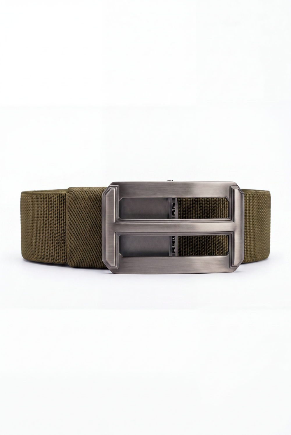 Men’s Tomato Store Double Window Elastic Belt With Woven Stretch Strap Open Frame Buckle