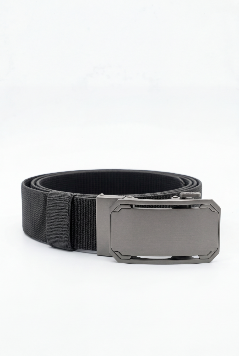 Men’s Tomato Store Premium Web Belt Brushed Metal Plate Buckle Framed Edge Detail Precision Lock System