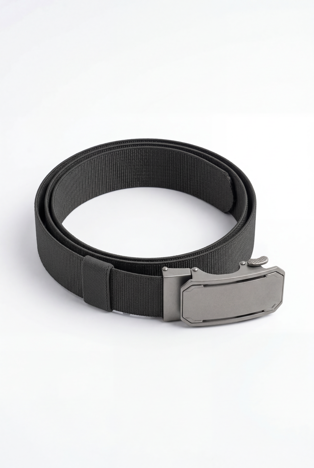 Men’s Tomato Store Premium Web Belt Brushed Metal Plate Buckle Framed Edge Detail Precision Lock System