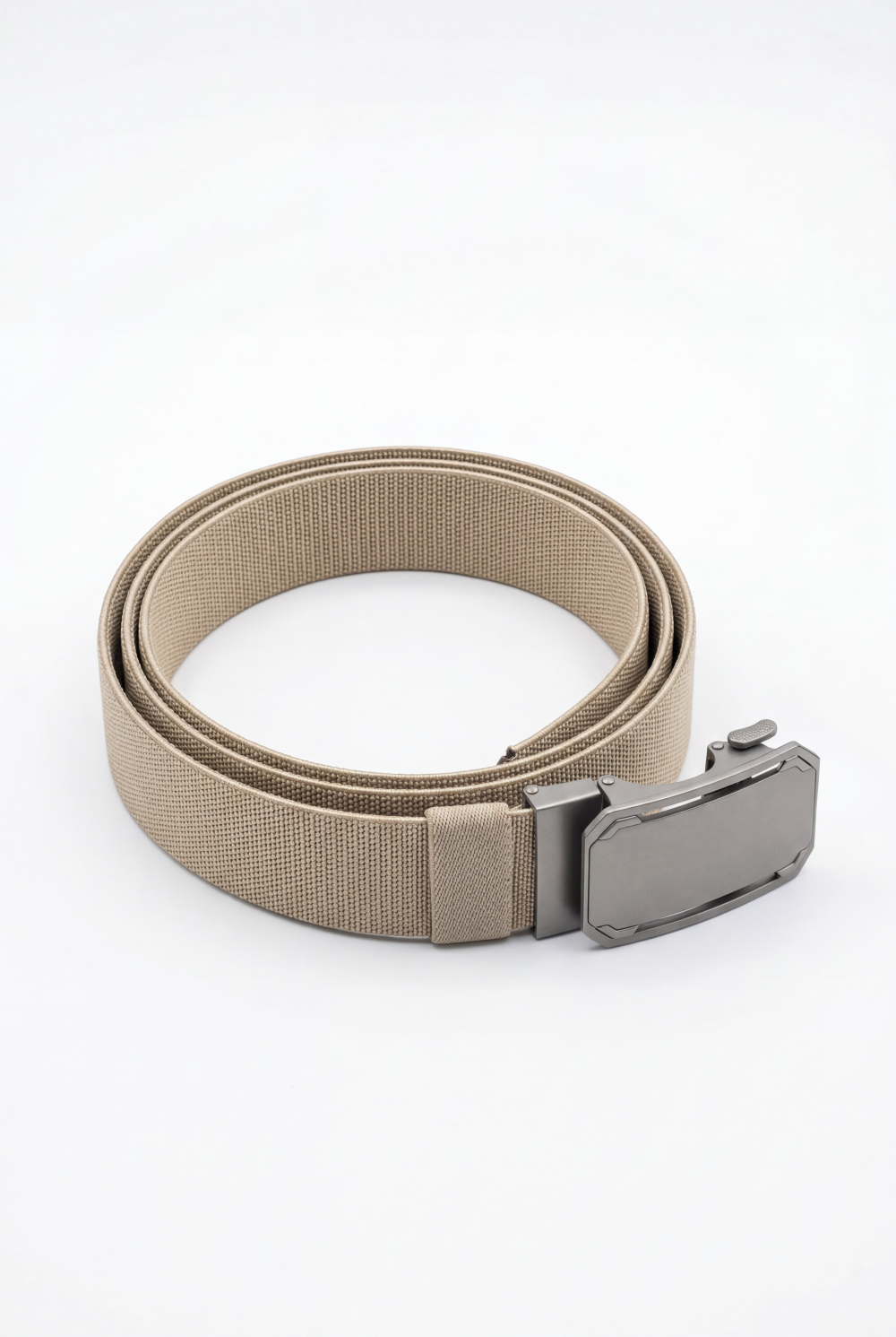 Men’s Tomato Store Premium Web Belt Brushed Metal Plate Buckle Framed Edge Detail Precision Lock System
