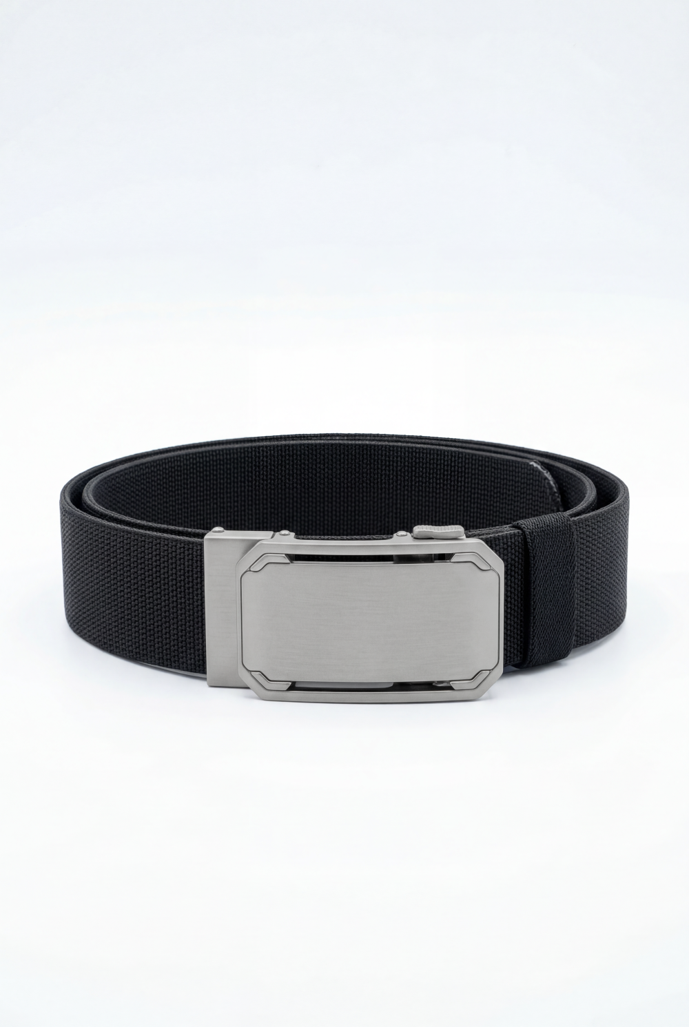 Men’s Tomato Store Premium Web Belt Brushed Metal Plate Buckle Framed Edge Detail Precision Lock System