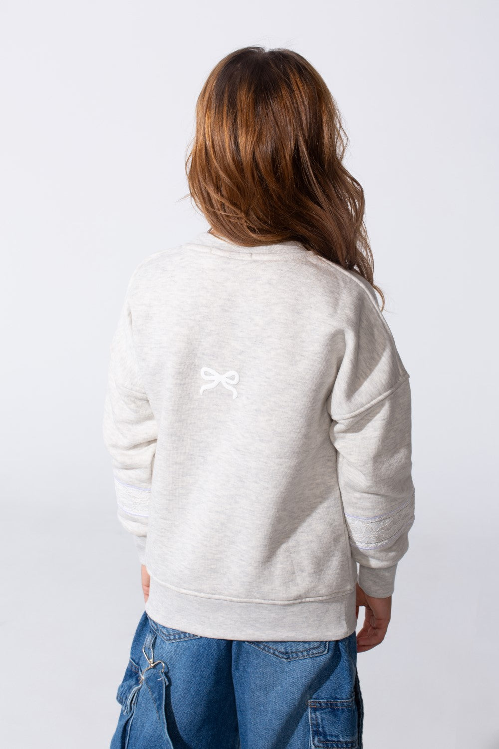 Girl's Melton Slim Fit Printed Crew Neck Sweatshirt