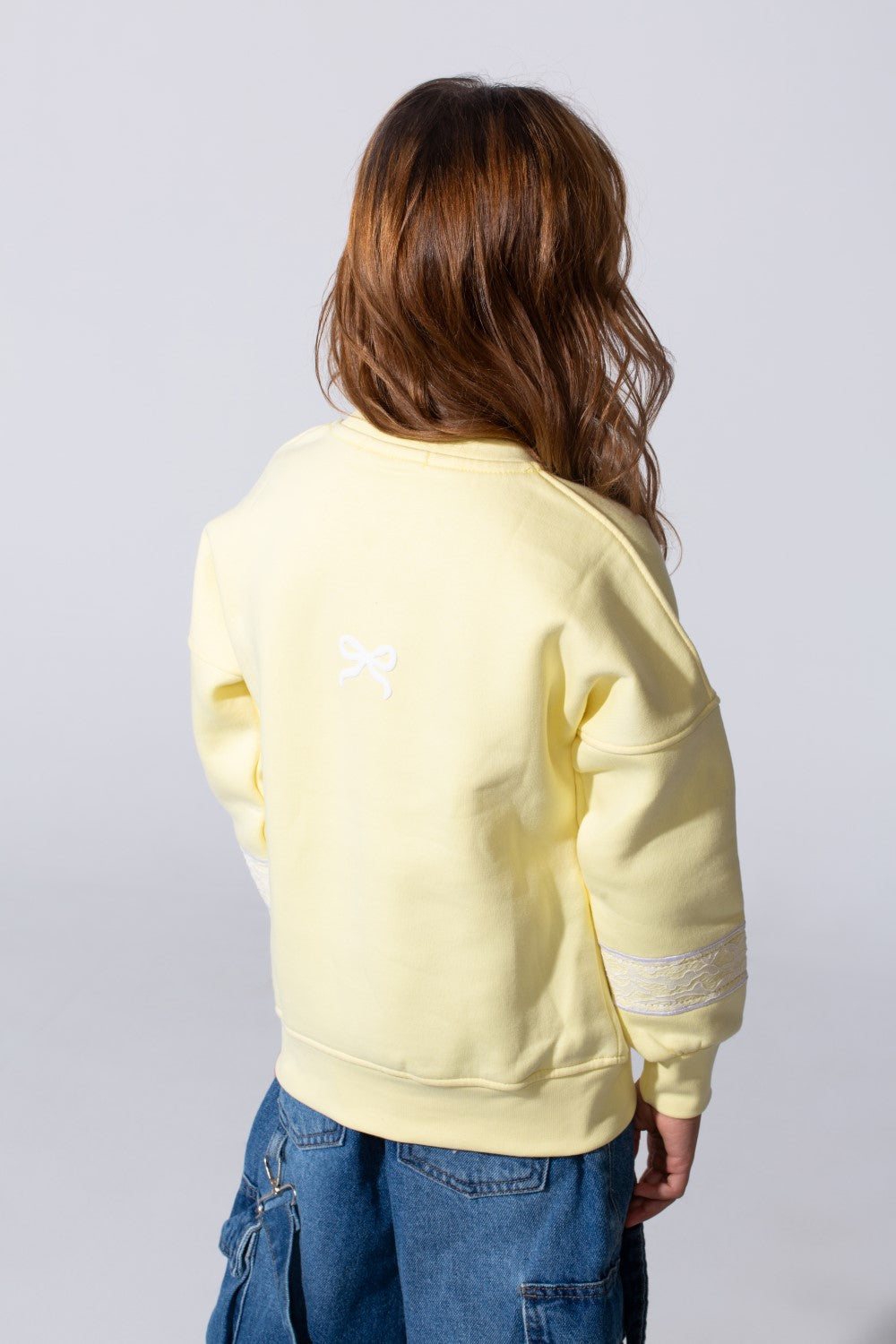 Girl's Melton Slim Fit Printed Crew Neck Sweatshirt