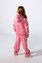 Girl's Slim Fit Two-Piece Tracksuit Set Milton Fabric With Front Kangaroo Pockets Daily Wear Outfit