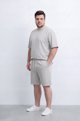 Men's Tomato Store Big Size Summer Melton Jersey Outfit Set Clean Monochrome Styling Easy Relaxed Fit