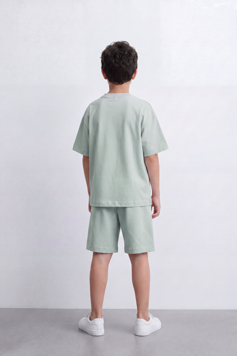 Boy's Tomato Store Summer Melton Jersey Co-Ord Set Minimal Clean Design Relaxed Silhouette Drawstring Waist Soft Finish Oversize Outfit