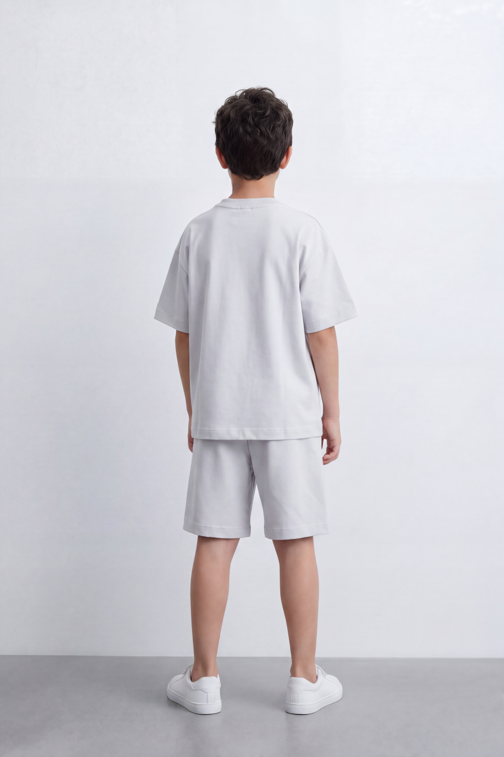 Boy's Tomato Store Summer Melton Jersey Co-Ord Set Minimal Clean Design Relaxed Silhouette Drawstring Waist Soft Finish Oversize Outfit