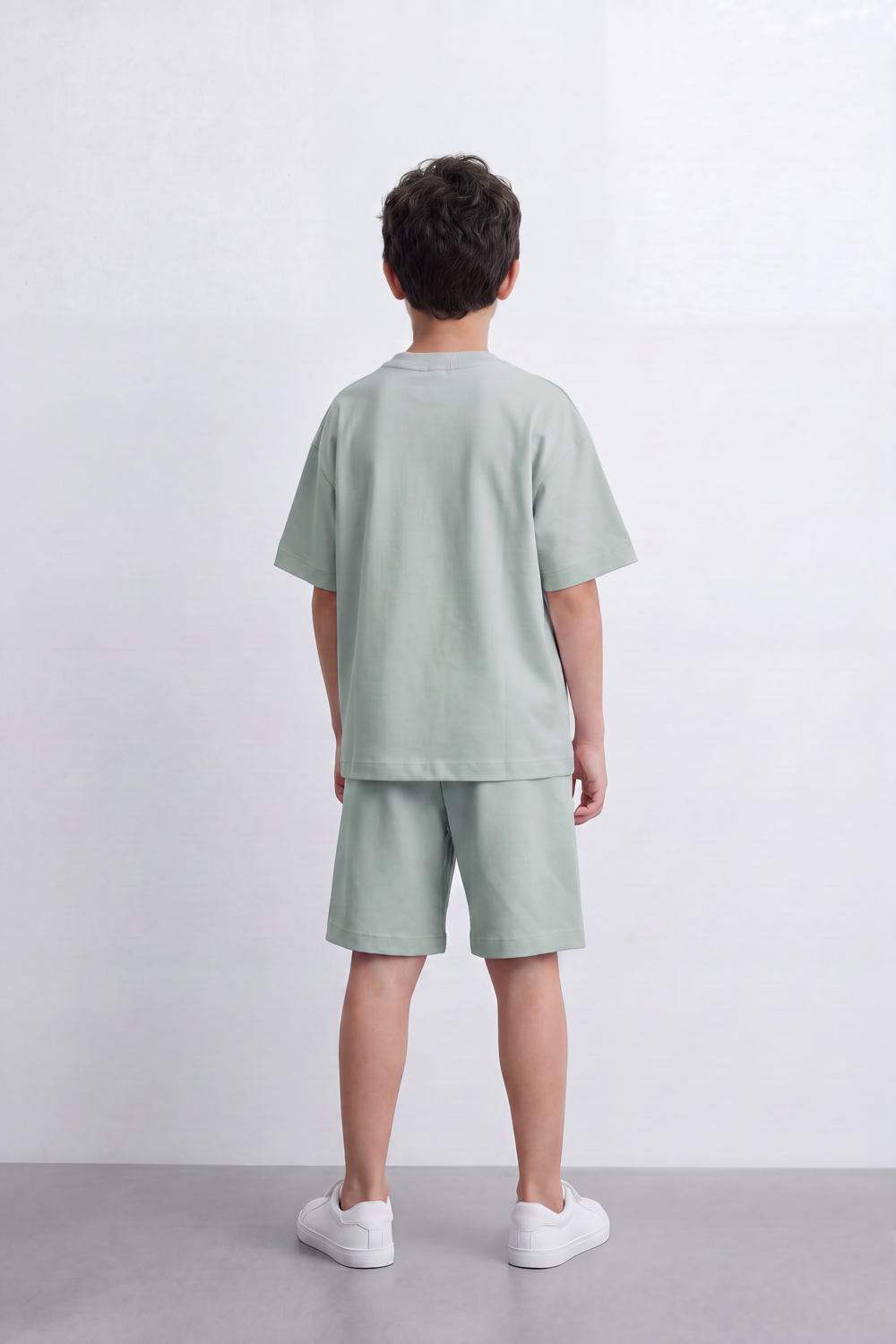 Boy's Tomato Store Summer Melton Jersey Co-Ord Set Minimal Clean Design Relaxed Silhouette Drawstring Waist Soft Finish Oversize Outfit