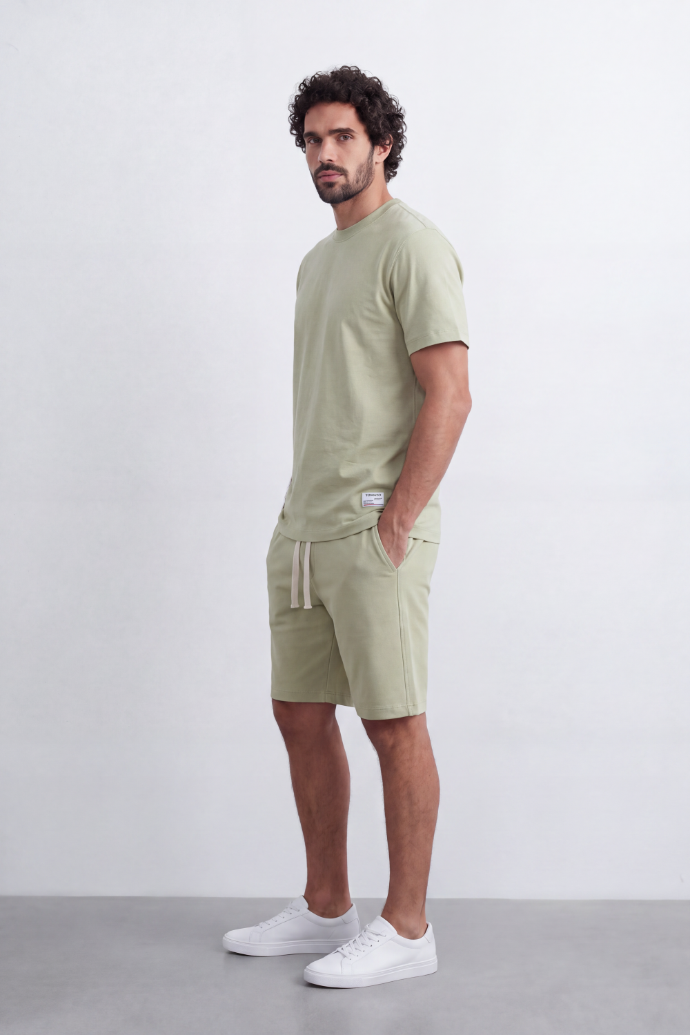 Men's Tomato Store Summer Melton Set Clean Minimal Styling Relaxed Silhouette Subtle Logo Detail Regulaer Fit Outfit