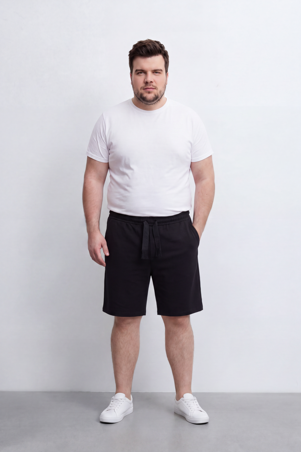 Men's Tomato Store Big Size Summer Melton Bermuda Shorts Elastic Waist Fringed Drawstring Detail