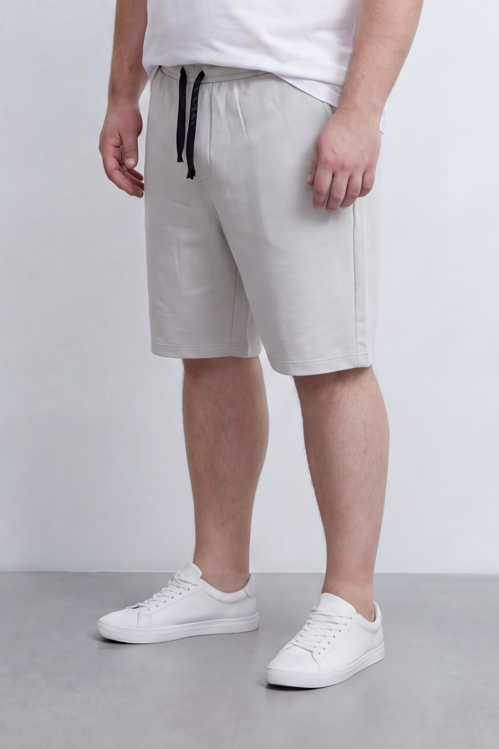 Men's Tomato Store Big Size Summer Melton Bermuda Shorts Elastic Waist Fringed Drawstring Detail