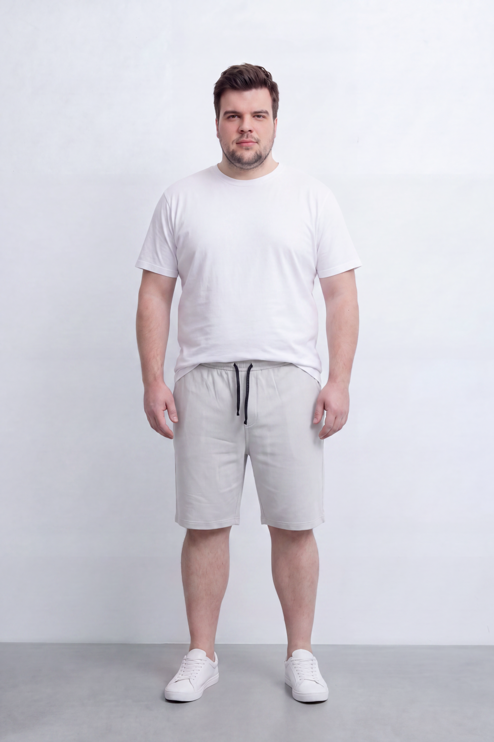 Men's Tomato Store Big Size Summer Melton Bermuda Shorts Elastic Waist Fringed Drawstring Detail