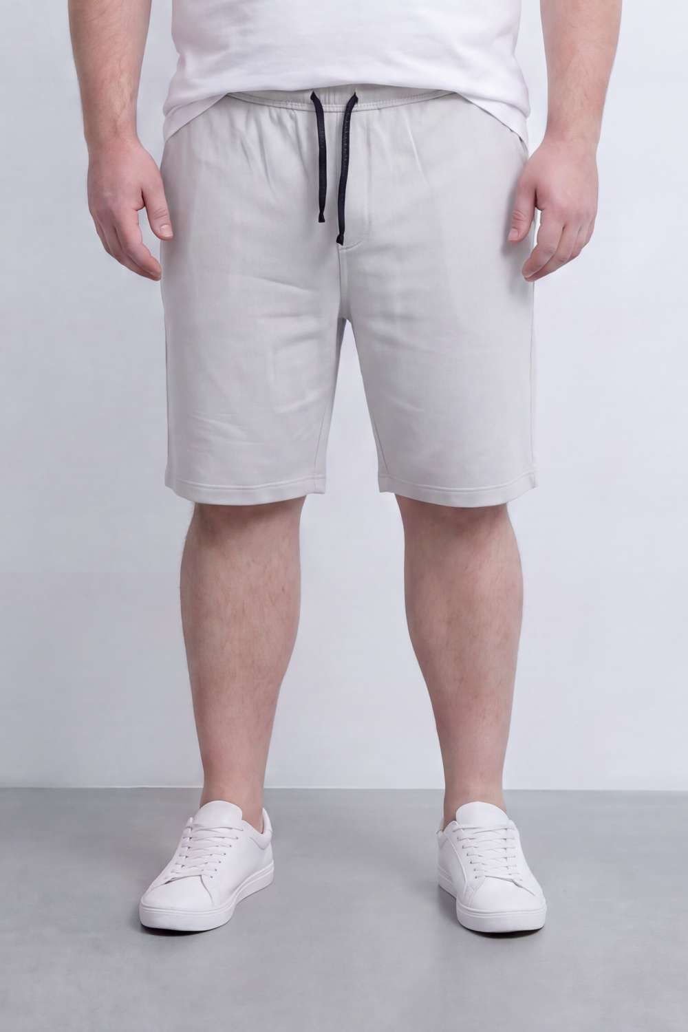 Men's Tomato Store Big Size Summer Melton Bermuda Shorts Elastic Waist Fringed Drawstring Detail