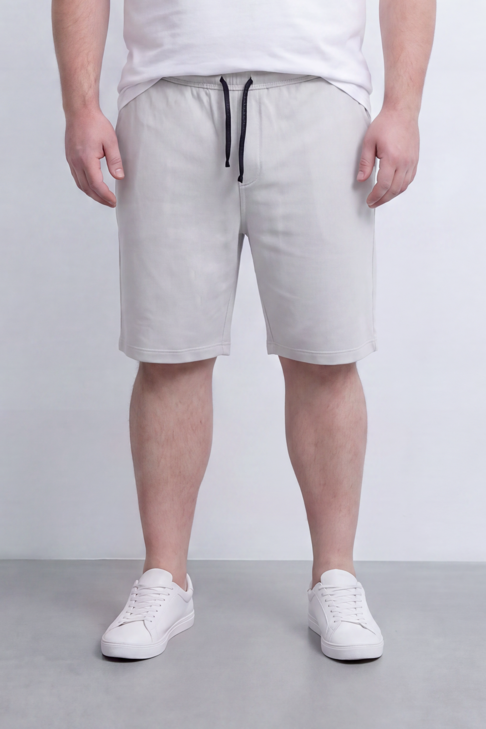 Men's Tomato Store Big Size Summer Melton Bermuda Shorts Elastic Waist Fringed Drawstring Detail