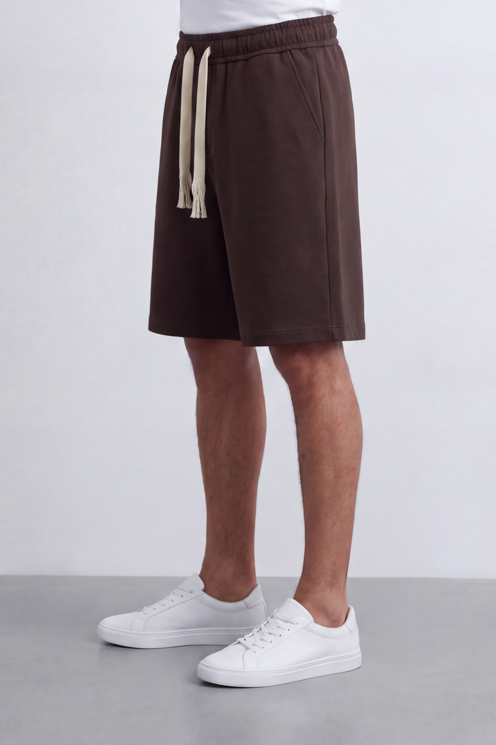 Men's Tomato Store Summer Cotton Bermuda Shorts Summer Melton Bagy Fit Elastic Waist Fringed Drawstring Detail