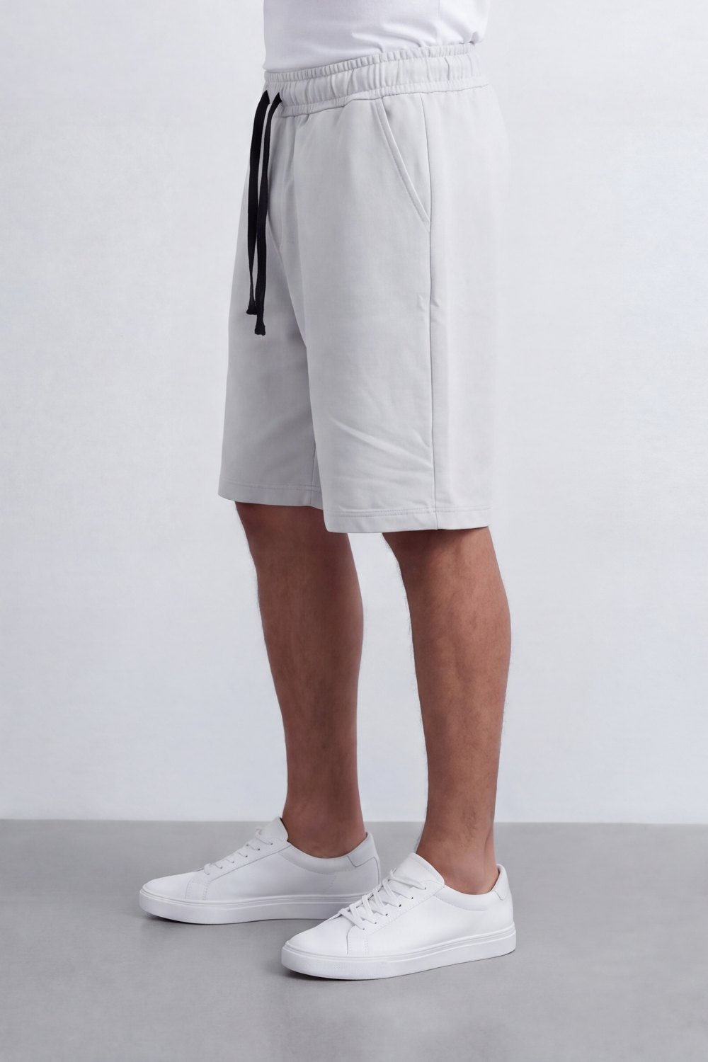 Men's Tomato Store Summer Cotton Bermuda Shorts Summer Melton Bagy Fit Elastic Waist Fringed Drawstring Detail