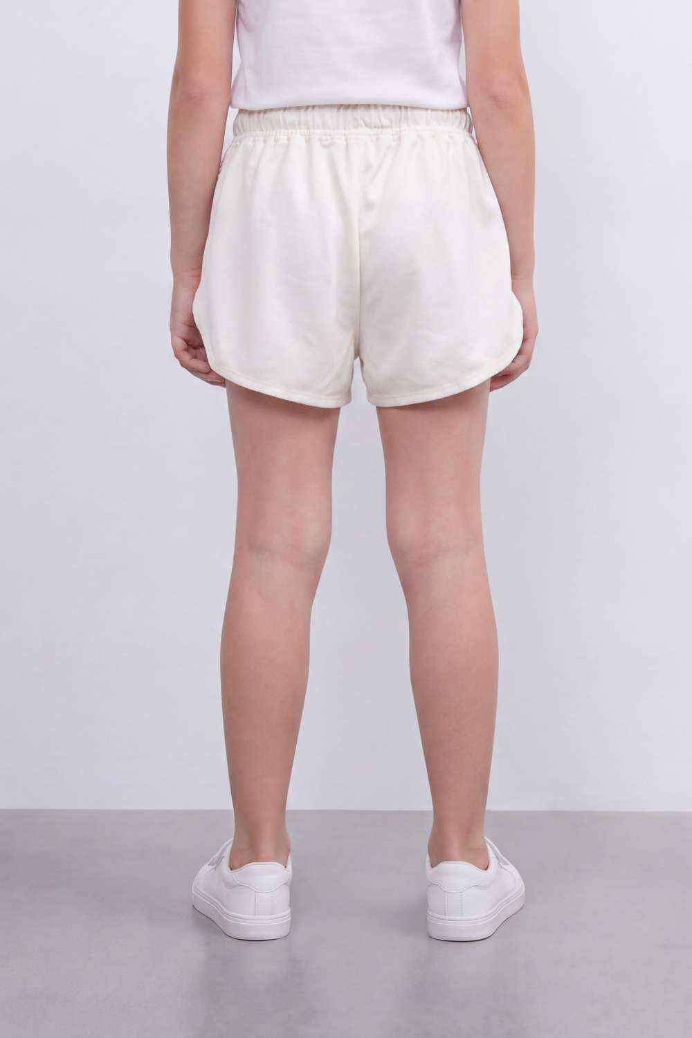 Girl's Tomato Store Tassel Lounge Oversized Summer Melton Shorts Soft Washed Surface Curved Hem Elastic Waist Beaded Tassel Drawcord Side Pockets