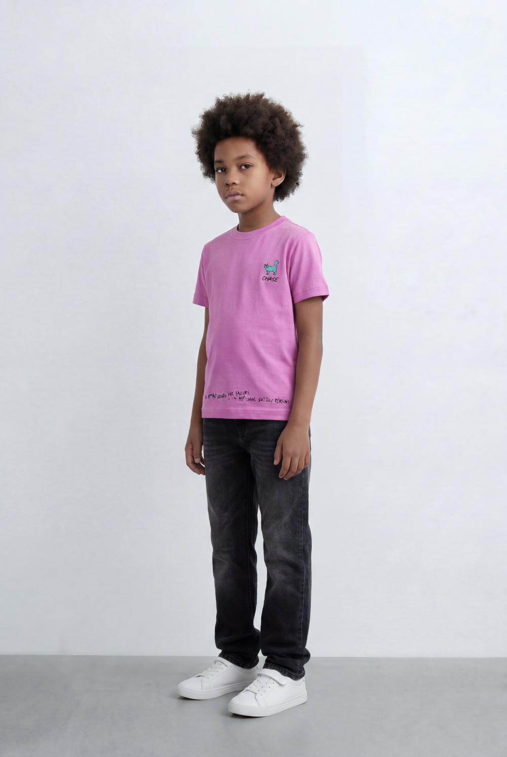 Boy's Tomato Store Minimal Graphic T-Shirt Small Chest Artwork Subtle Text Hem Detail