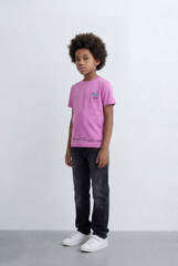 Boy's Tomato Store Minimal Graphic T-Shirt Small Chest Artwork Subtle Text Hem Detail