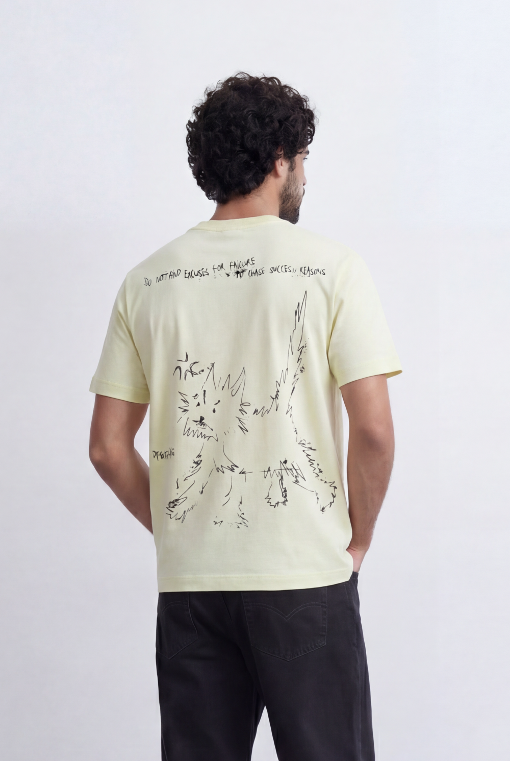 Men’s Tomato Store Minimal Graphic T-Shirt Small Chest Artwork Subtle Statement Text Hem Detail