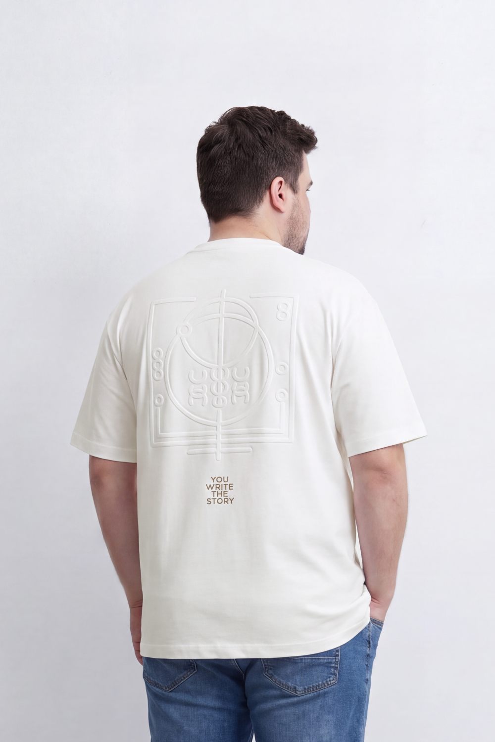 Men's Tomato Store Big Size T-Shirt Minimal Compass Chest Graphic Clean Crew Neck Box Fit