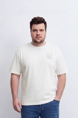 Men's Tomato Store Big Size T-Shirt Minimal Compass Chest Graphic Clean Crew Neck Box Fit