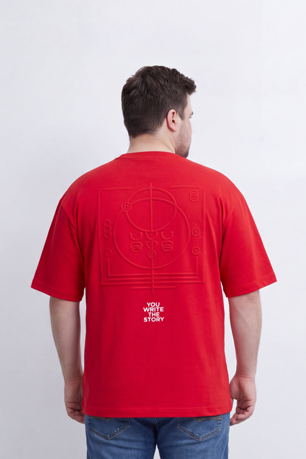 Men's Tomato Store Big Size T-Shirt Minimal Compass Chest Graphic Clean Crew Neck Box Fit
