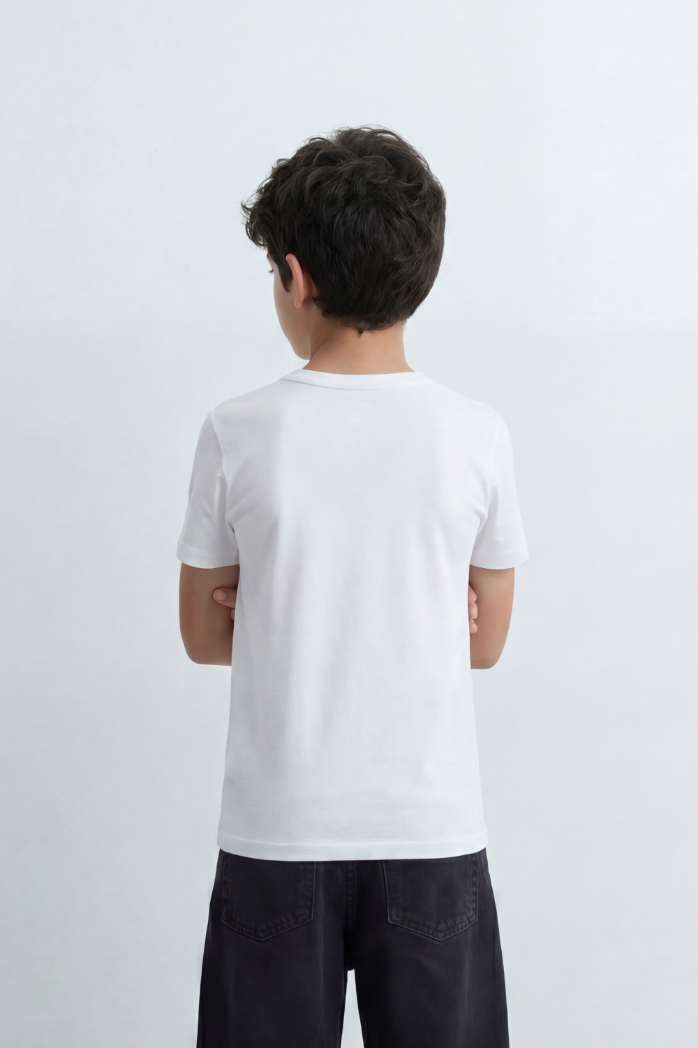 Boy's Tomato Store Cloud Sketch T-Shirt Slim Fit Summer Melton Knit Fabric Soft Airbrush Wash Effect Front Abstract Line Artwork Small Quote Print