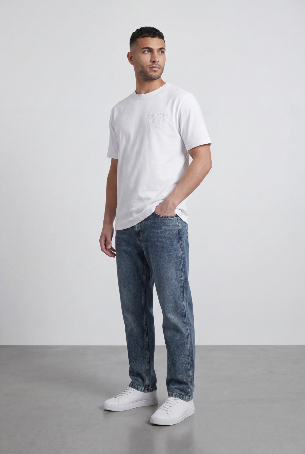 Men’s Tomato Store Graphic T-Shirt Minimal Front Logo Tonal Statement Back Artwork Regular Fit