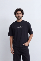 Men’s Tomato Store Back Botanical T-Shirt Oversized Relaxed Fit Floral Branch Artwork Script Quote Detail