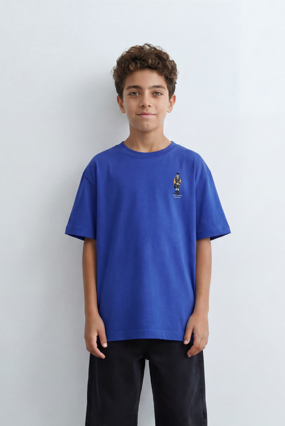 Boy's Tomato Store Back Graphic T-Shirt Minimal Vertical Artwork Clean Oversized Streetwear Fit
