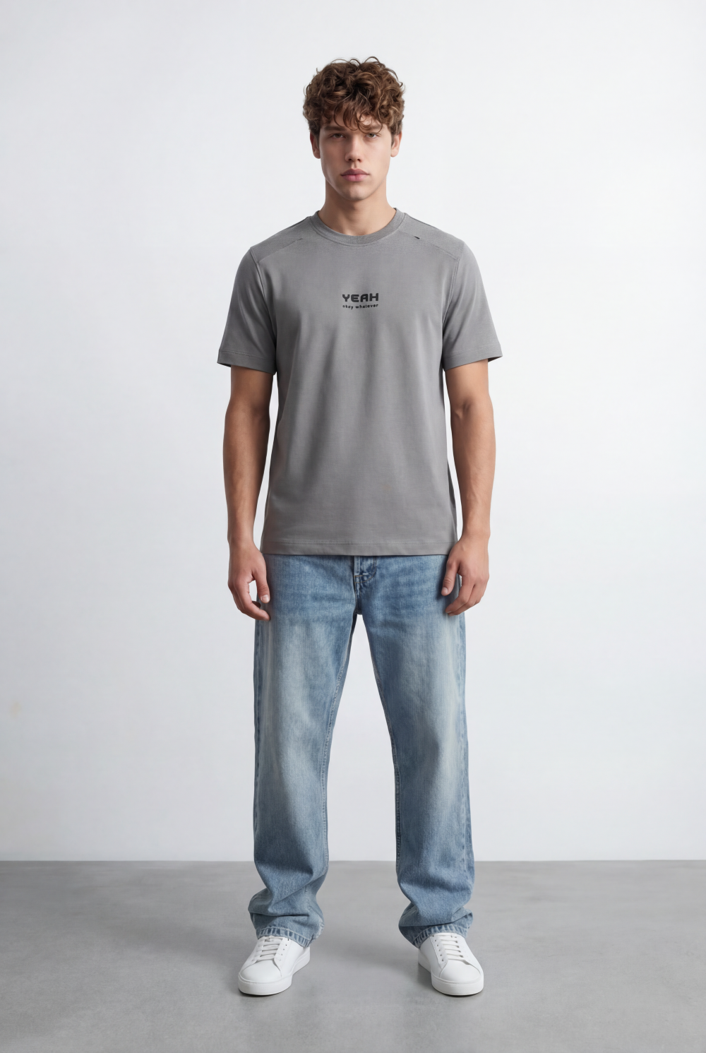Men’s Tomato Store Ribbed Crew Neckline Chest Bold Text Print Short Sleeves Regular Fit T-Shirt