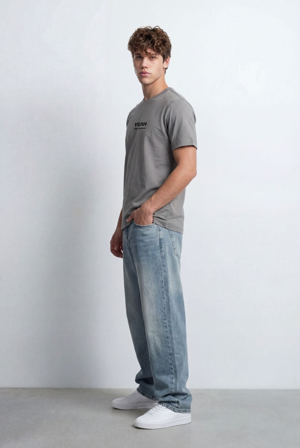 Men’s Tomato Store Ribbed Crew Neckline Chest Bold Text Print Short Sleeves Regular Fit T-Shirt